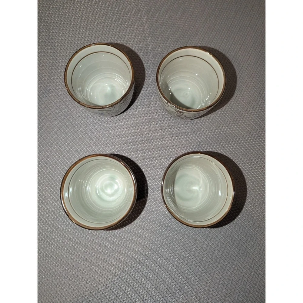 Pier 1 Imports Tomoko 6 Piece Tea Set Floral Ceramic Teapot 4 Cups Metal Stand